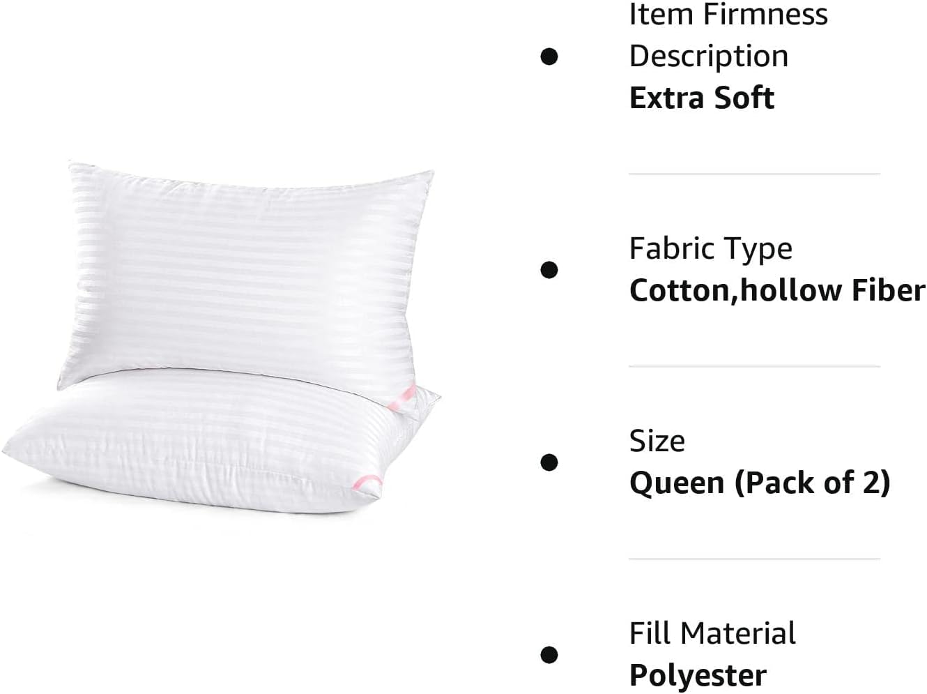 EIUE Hotel Collection Bed Pillows for Sleeping 2 Pack Queen Size，Pillows for Side and Back Sleepers,Super Soft Down Alternative Microfiber Filled Pillows,20 x 30 Inches - Medaid International