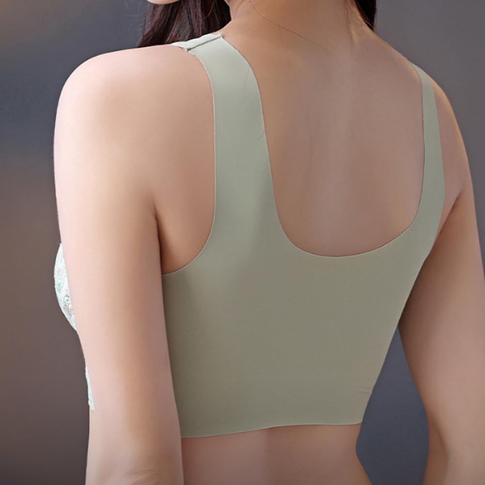 TERRIFI Full Coverage Posture Correction Bra, Front-Close Wireless Push-Up Bra, No Wire Push-Up Chest Vest, Wireless Sports Bra, L (50-60 kg)