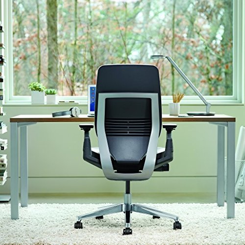 Steelcase Gesture Office Chair - Cogent Connect Scarlet Red Upholstered Wrapped Back Black Frame Medium Seat Black Seat/Back/Arms Hard Floor Caster Wheels - Medaid International