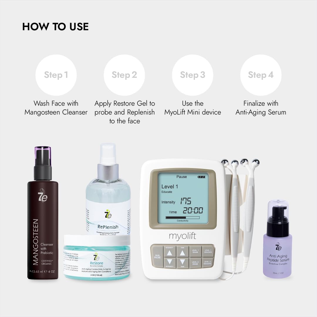 7E Wellness MyoLift Mini Microcurrent Facial Device - Non-Invasive Microcurrent Facial Device, Facial Skin Care Products for Anti Aging, Skin Tightening - Esthetician Supplies & Skin Care Tools -Face - Medaid International