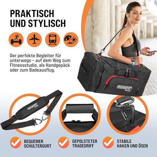 Monzana - Sports Bag & Travel Bag with Shoe Compartment, Waterproof, 90L