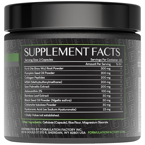 Formulation Factory Crown of Glory 10-in-1 Hair Growth Maximizer, DHT Blocker with Saw Palmetto, Fo-Ti, Collagen, Supports Thicker Hair & Scalp Health (2 Month Supply, 120 Capsules) - Medaid International
