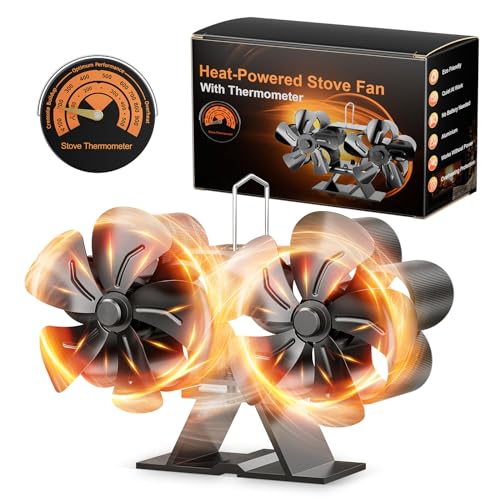 Do-Electr - 10-Blade Heat Powered Fireplace Fan with Thermometer, Quiet & Efficient