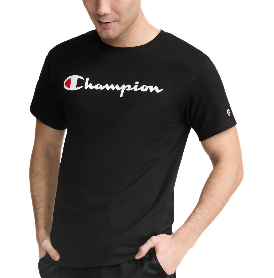 Champion mens Classic T-shirt, Classic Script T Shirt, Black-y06794, XX-Large US - Medaid International