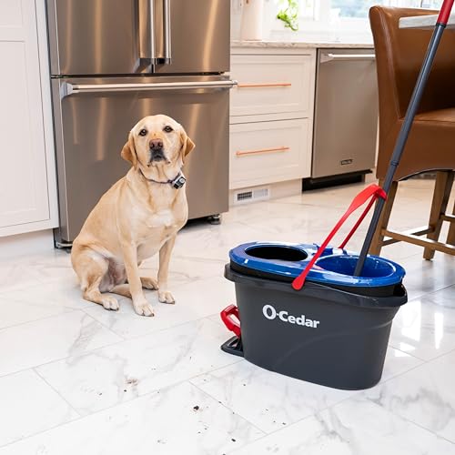 O-Cedar RinseClean Spin Mop & Bucket System + 2 Extra Mop Heads| Clean with Clean Water | Removes 99% of Bacteria - Medaid International