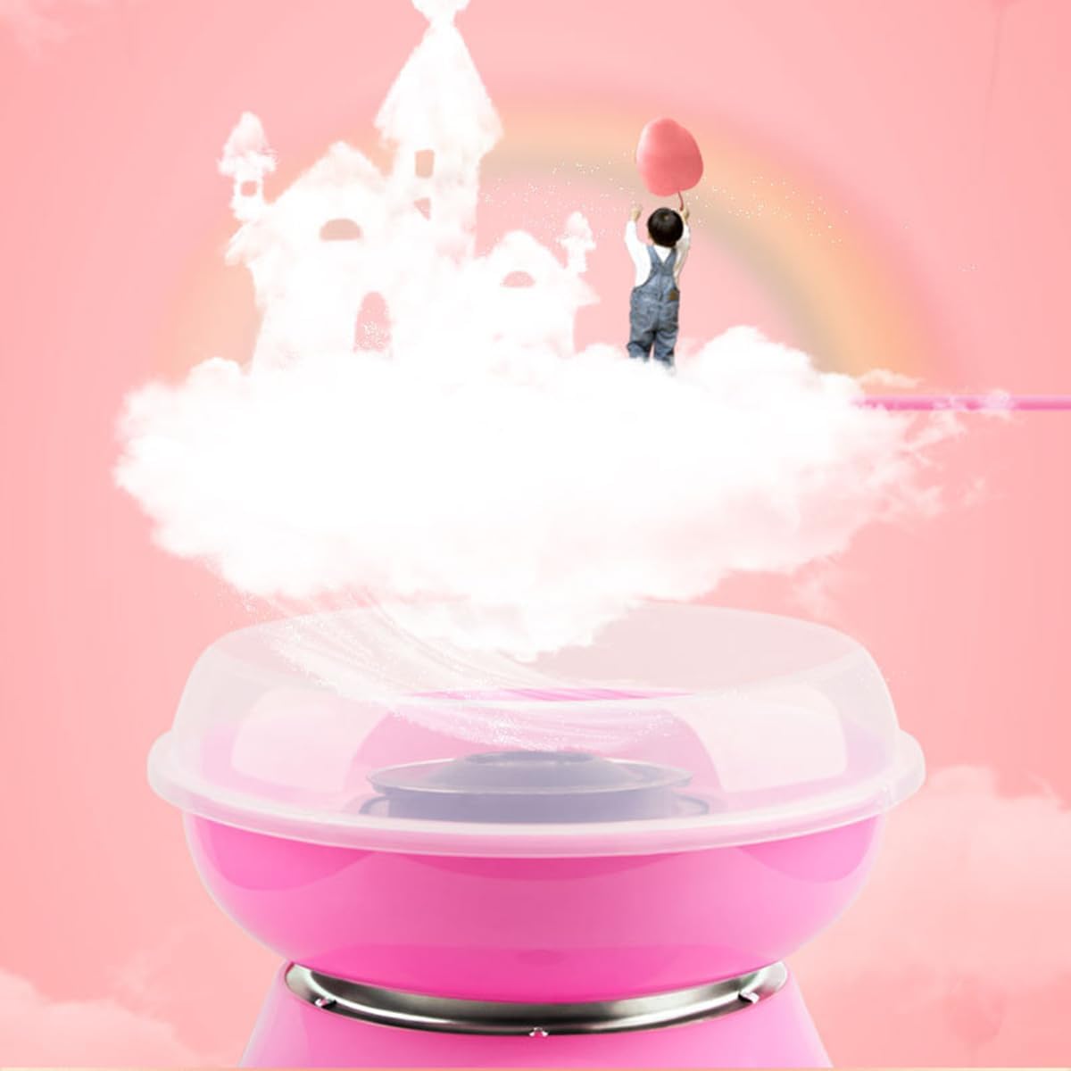 Cotton Candy Machine 450W Mini Electric Maker, DIY Sugar Floss Machine, Suitable for Parties, Cookouts or Just a Special Surprise | Pink - Medaid International