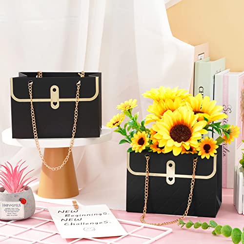 Whaline - 6Pcs Paper Flower Bags with Metal Chain, Ideal for Weddings & Gifts