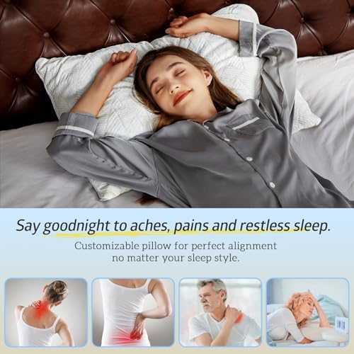 BETU Cooling Pillows Queen Size Set of 2, Shredded Memory Foam Pillows Cool for Hot Sleepers, Adjustable Firm Soft Support Bed Pillows Perfect for Back Neck Pain and Side Sleeping with Cover, White - Medaid International