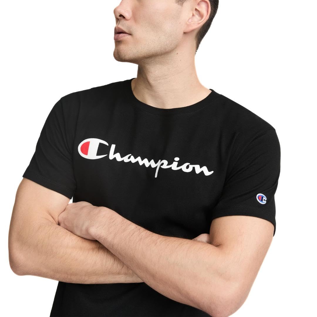 Champion mens Classic T-shirt, Classic Script T Shirt, Black-y06794, XX-Large US - Medaid International