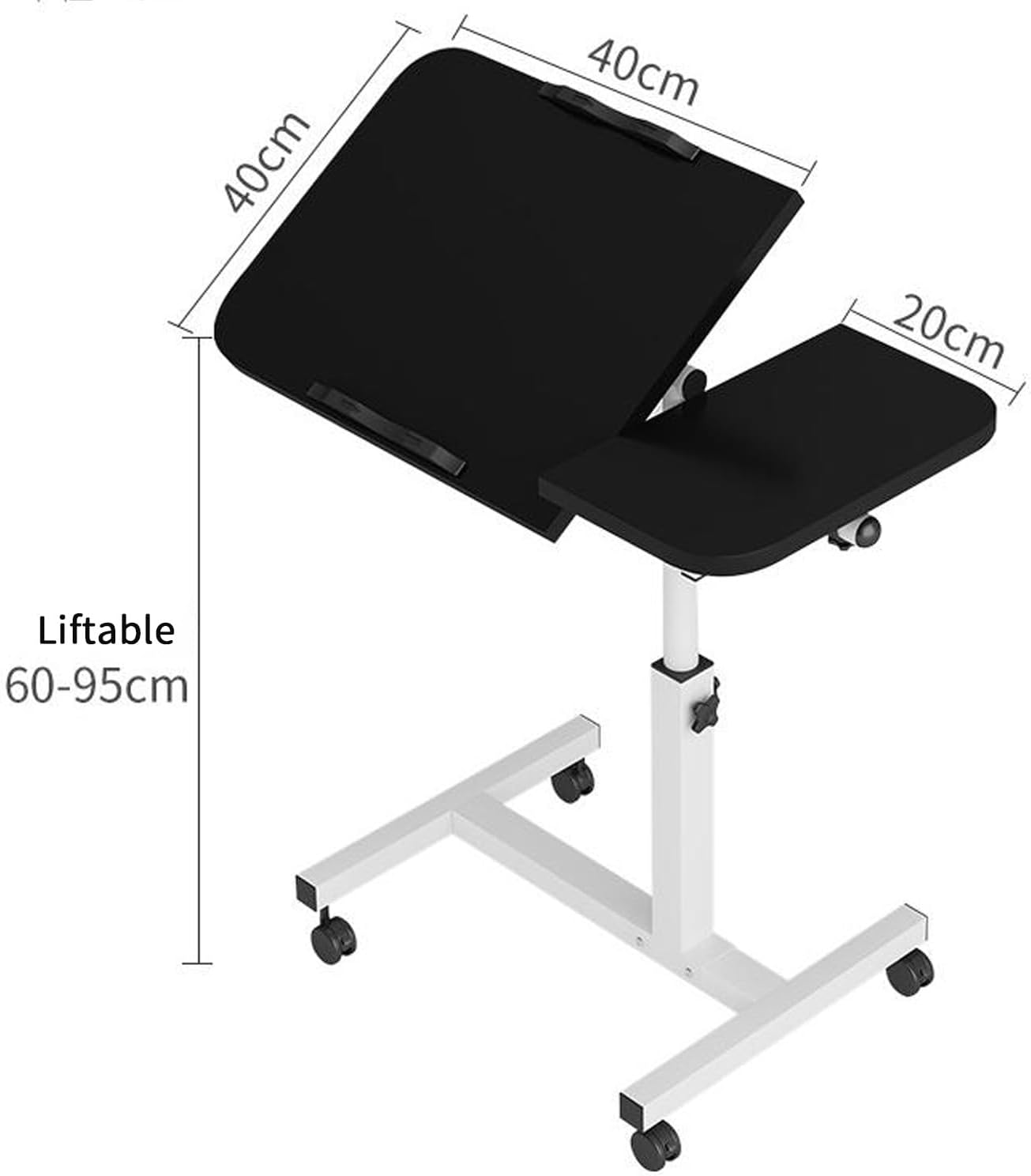 Height Adjustable Side Table with Wheels – Laptop Stand, Bed & Overbed Table for Living Room & Bedroom AS13 - Medaid International
