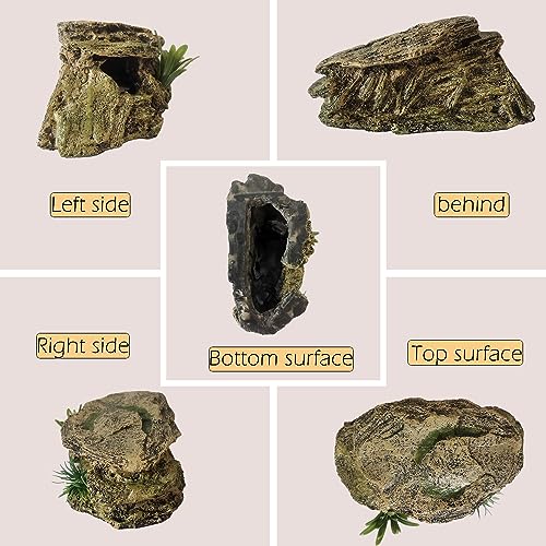 IBWell - Leopard Gecko Hide with Humid Basking Rock, Resin Turtle Cave
