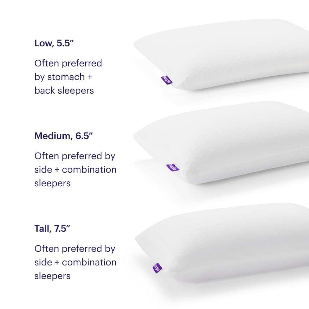 Purple Harmony Pillow - Standard Tall, Greatest Pillow Ever Invented, 360º Hex Grid & Talalay Latex Core - No Pressure Support, Stays Cool, Luxurious Comfort - Medaid International