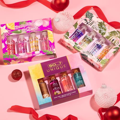 So…? Body Mist Set - Body Spray for Women - Cruelty Free, Vegan Perfumes for Women - 650 to 1000 Sprays - Travel Size Gift Set - 4 pcs - Medaid International