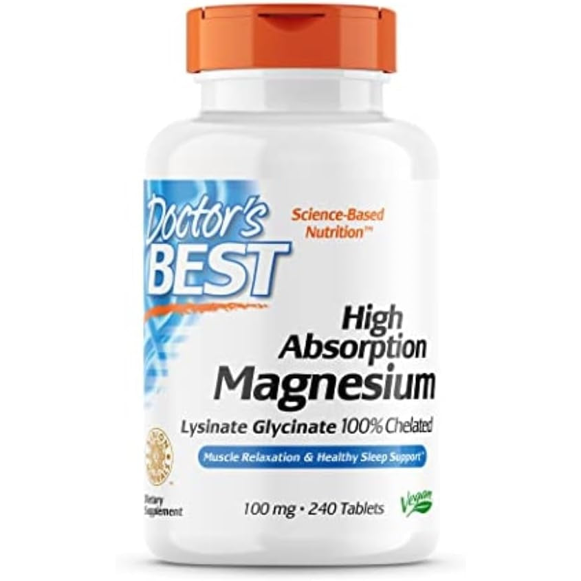 Doctor's Best High Absorption Magnesium Glycinate Lysinate, 100% Chelated, Non-GMO, Vegan, Gluten & Soy Free, 100 mg, 240 Count - Medaid International
