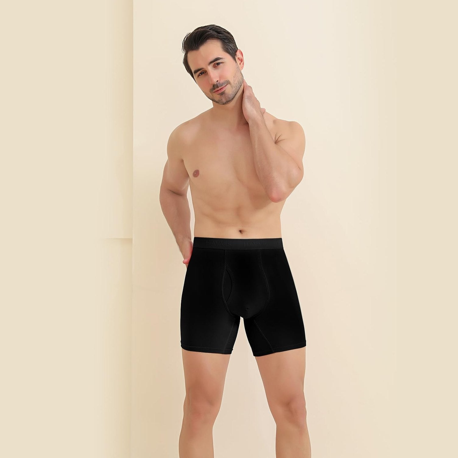 HAVVIS Men's Performance Underwear Boxer Briefs Soft Comfortable Bamboo Viscose Underwear for Men Multipack (L, Boxer Briefs : C05-6 Pack - Black) - Medaid International