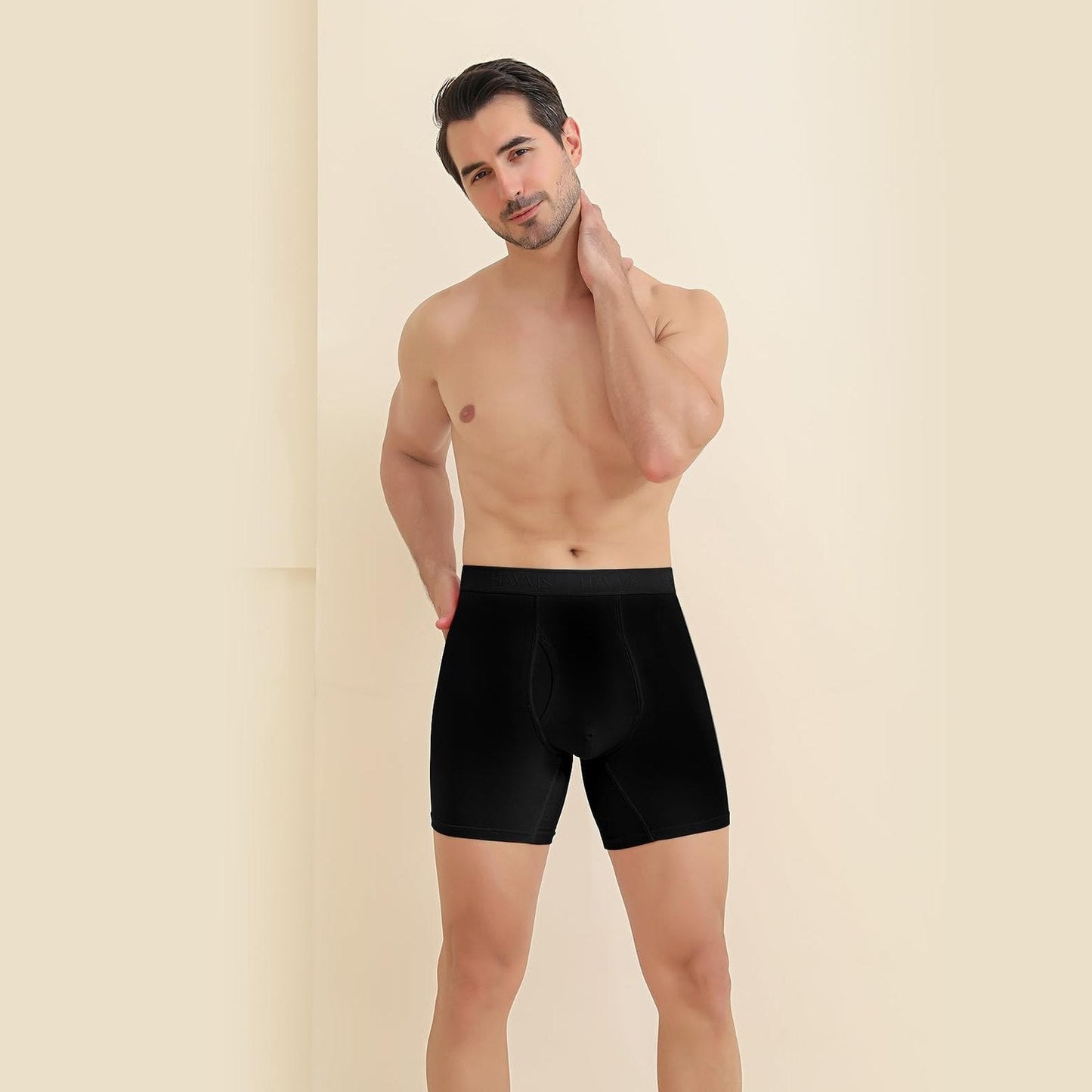 HAVVIS Men's Performance Underwear Boxer Briefs Soft Comfortable Bamboo Viscose Underwear for Men Multipack (XXL, Boxer Briefs : C05-6 Pack - Black) - Medaid International