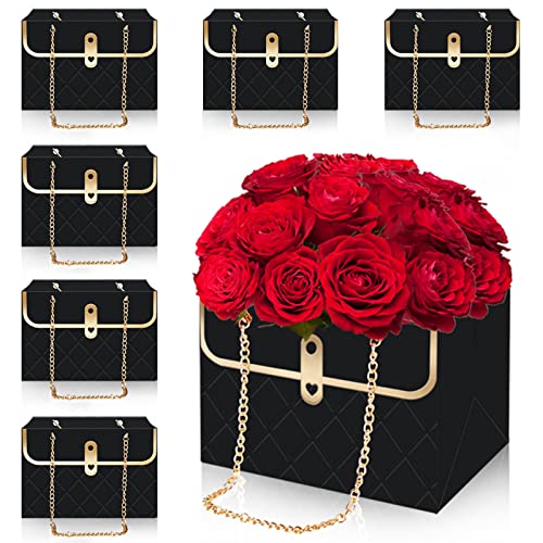 Whaline - 6Pcs Paper Flower Bags with Metal Chain, Ideal for Weddings & Gifts