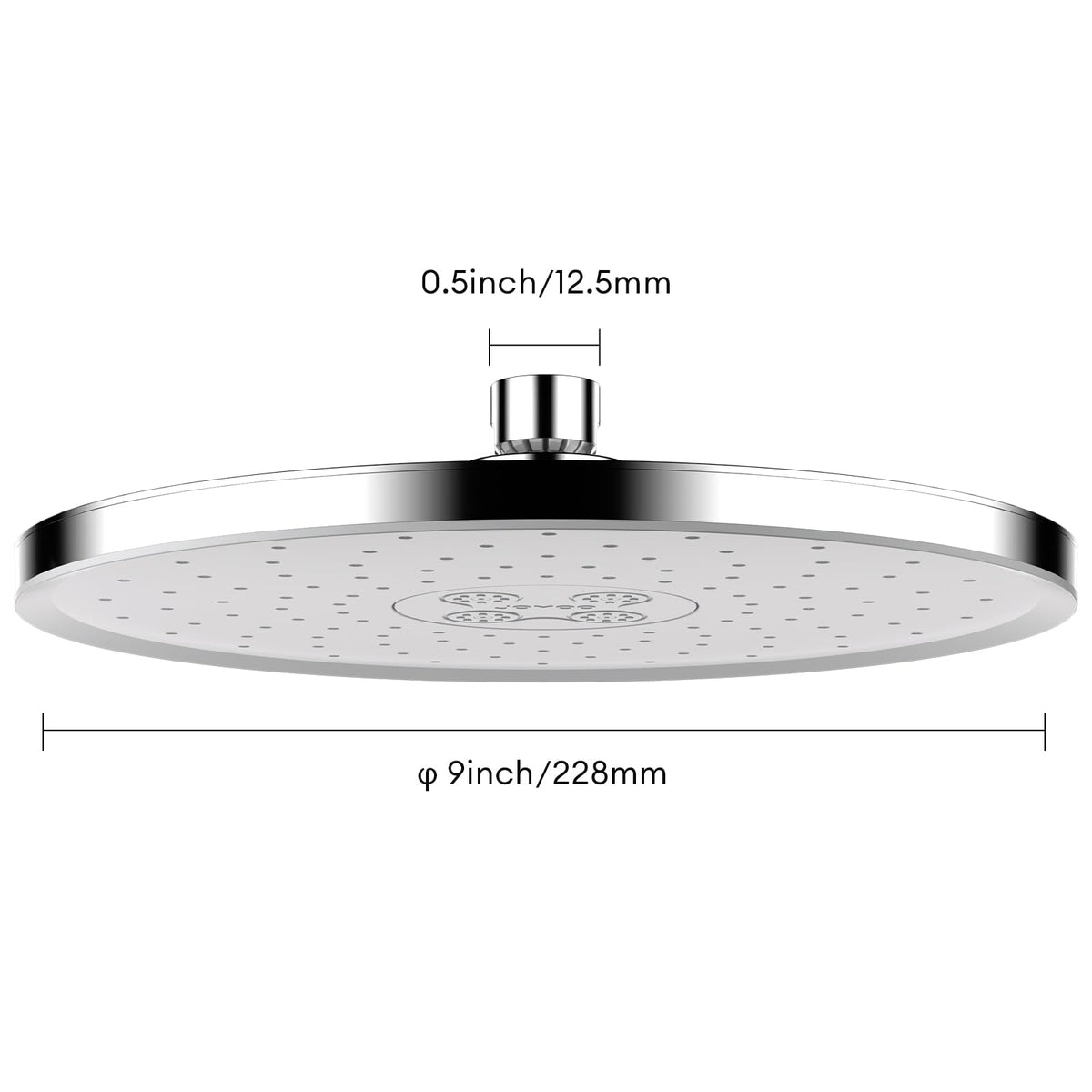 JOMOO Rain Shower Head, 9 inch High Pressure Rainfall Showerhead, Ultra-Thin Design Automatic Descaling Rainfall Fixed Shower Head with Silicone Nozzle (228mm, Chrome)