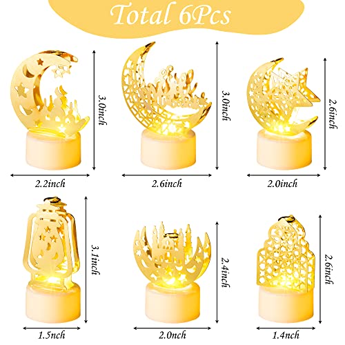 Cuweipeng - 6Pcs Mini Lantern Lights for Ramadan, Battery-Operated LED Decor