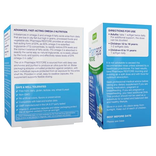 Igennus Pharmepa Restore, Pure EPA 1000mg, Omega 3 rTG Fish Oil, IFOS Certified, High Absorption, 90% Concentration Triple Strength, Wild & Sustainable, Lemon Flavor, 1-Month Supply, 60 Softgels - Medaid International