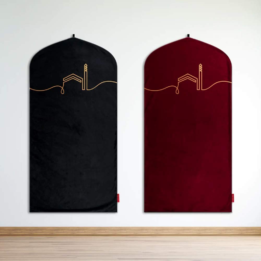 TAKVA EasiClean™ Indoor Prayer Mat | Kaaba Collection (ComfitPlus, Kaaba Maroon) Padded Memory Foam Prayer Rug, Muslim, Islamic Prayer Rugs - Medaid International