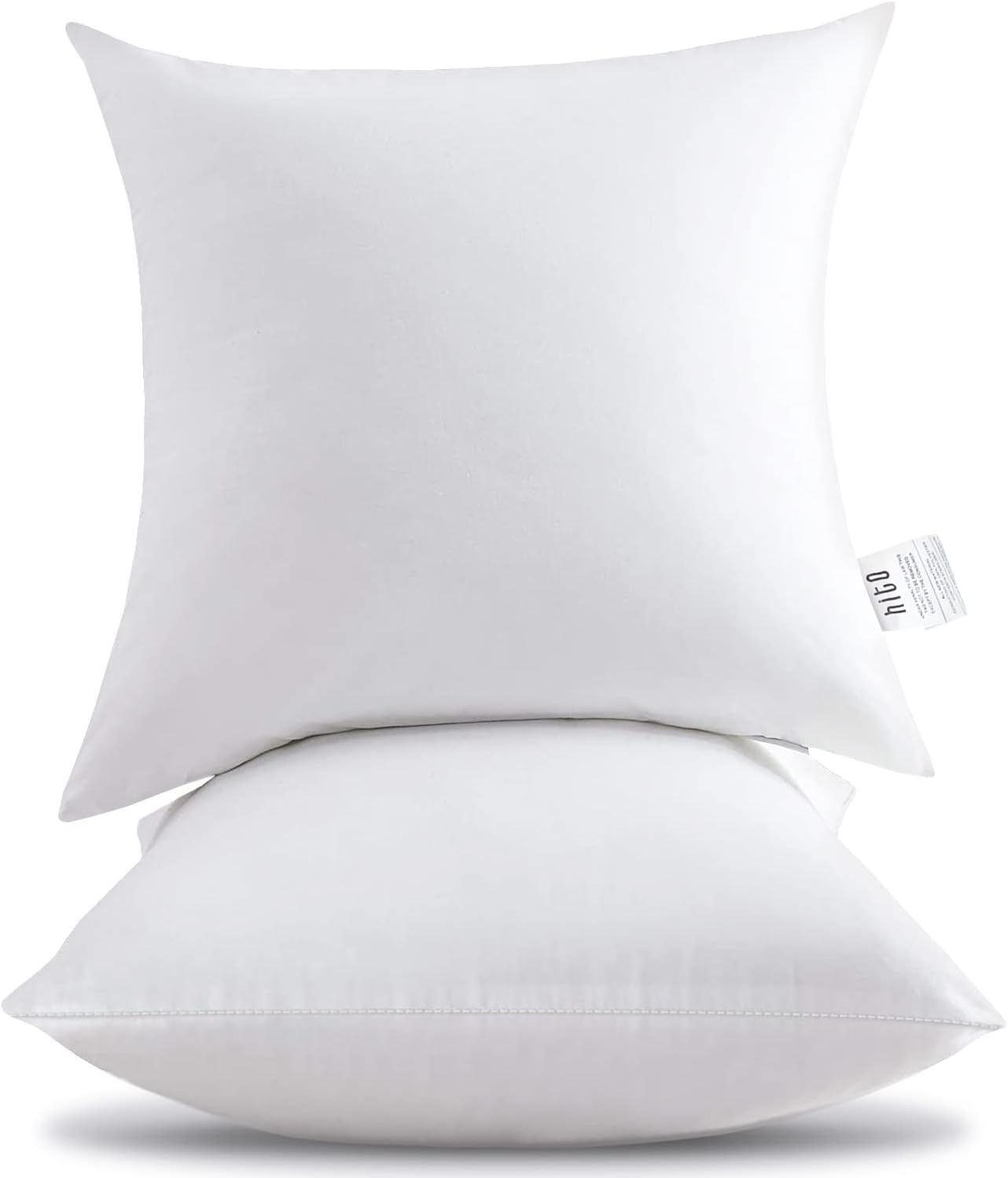 HITO 18x18 Pillow Inserts (Set of 2) - Down Alternative 100% Cotton Cover Decorative Square Throw Pillows White for Couch Bed Sofa - Medaid International
