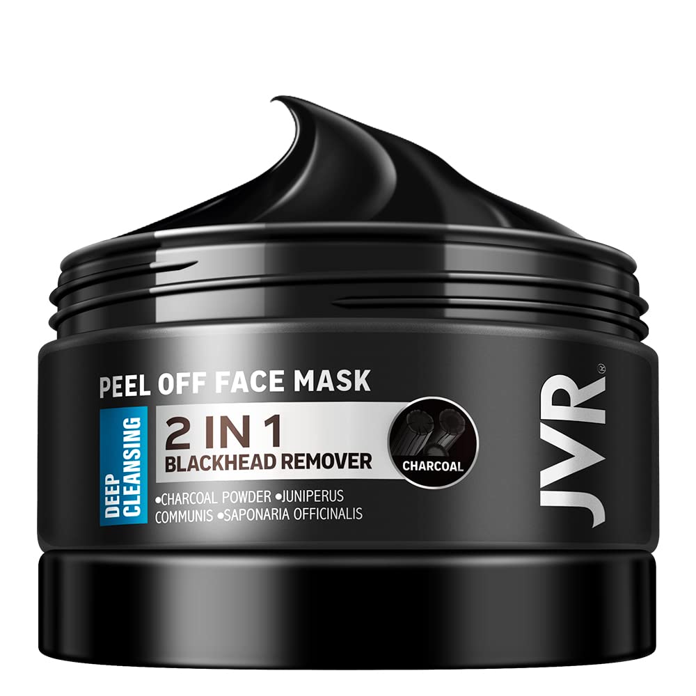 JVR Peel Off Face Mask, Blackhead Remover Mask for Men, Charcoal Peel Off Black Mask, Facial Mask Purifying and Deep Cleansing for All Skin Types 4.23 OZ - Medaid International