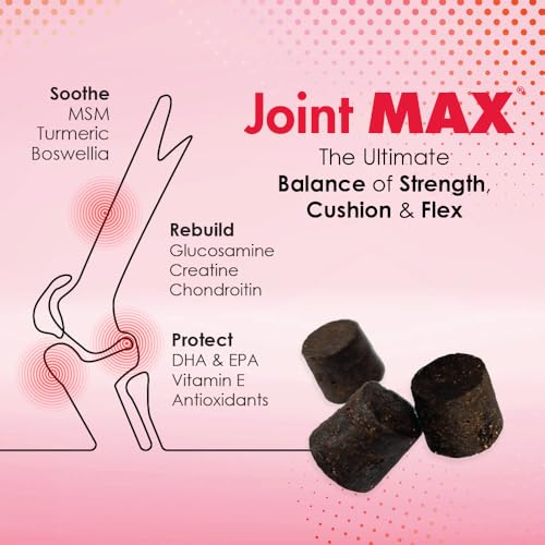 Joint MAX TS Joint Supplement Vet Formulated Pain & Inflammation Relief Treats Hip Dysplasia & Arthritis.Glucosamine, Chondroitin, Turmeric, MSM, HA, Creatine, Omega 3 EPA+DHA. All Dogs 240 Soft Chews