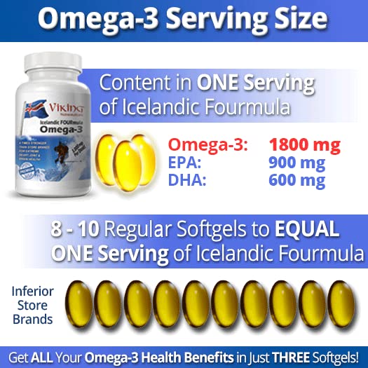Icelandic Fourmula Quadruple Strength Omega-3 Fish Oil 3000mg High DHA & EPA 90 Softgels - Medaid International
