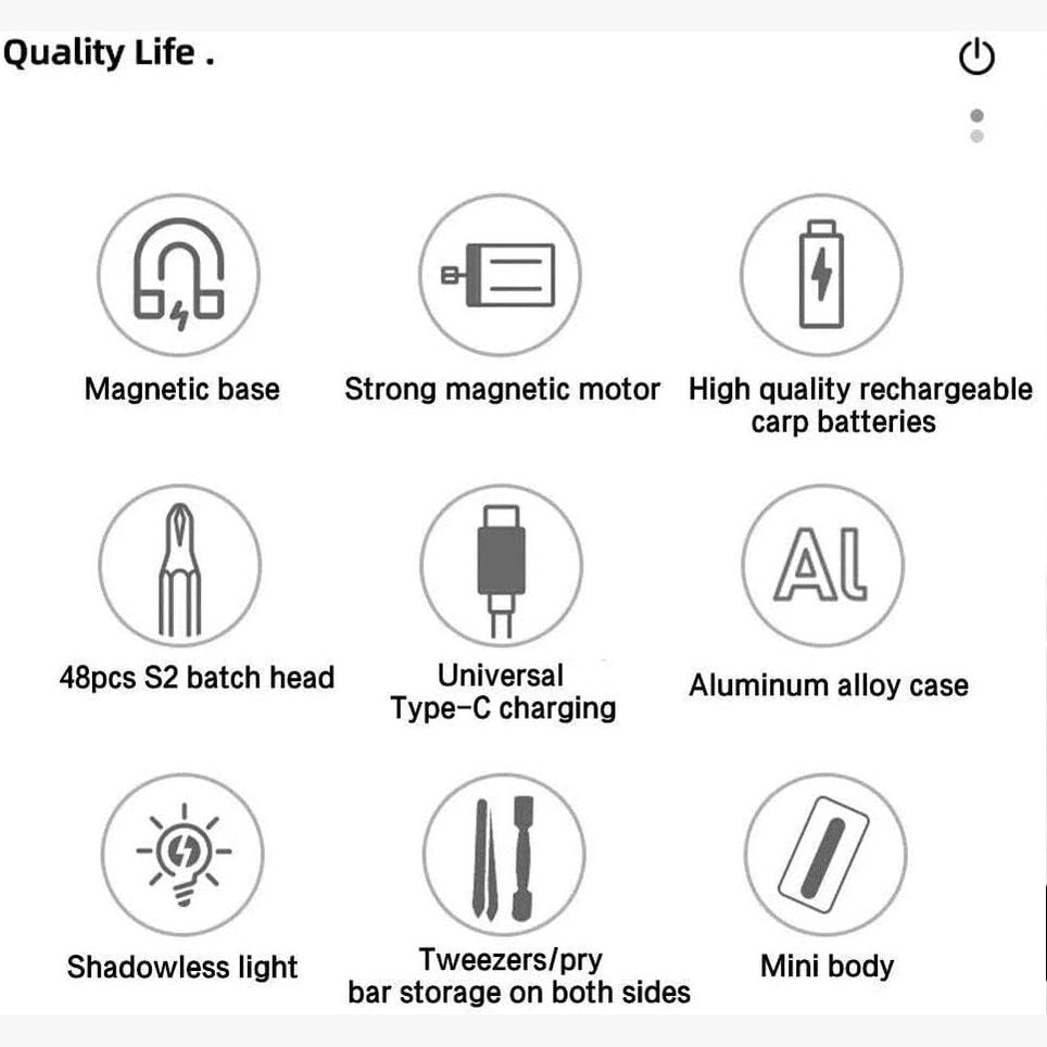 Original Electric Screwdriver 52 in 1 Electric Precision Screwdriver Kit Type C