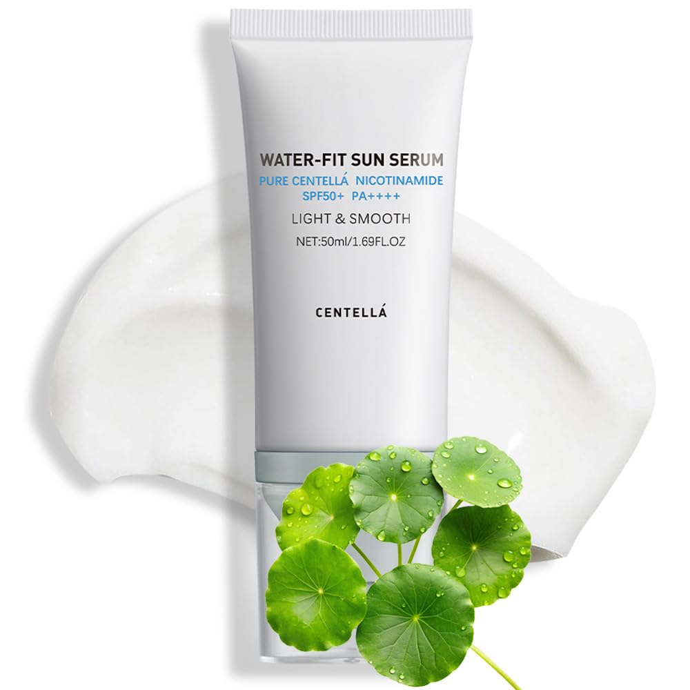 Centella Sunscreen SPF 50 PA++++, Hyalu Cica Water-Fit Sun Serum, Lightweight Sunscreen with Centella Asiatica, Hydrating & Non-Greasy Sun Protection for Sensitive Skin, Reef-Safe & Fast-Absorbing - Medaid International