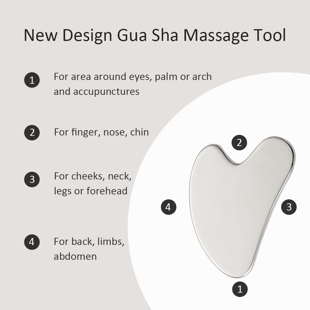 Yeamon Gua Sha Facial Tools and Face Roller Set, Facial Massage Tool for Women’s Skincare Routine,Cooling Stainless Steel Face Sculpting Eyes Roller Guasha for Daily Use or Self-Care Gift for Women - Medaid International