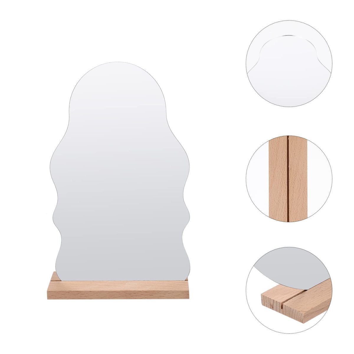 KASTWAVE Makeup Mirror Acrylic for Desk with Stand- Aesthetic Desk Decor Vanity Mirror-Frameless Table top for Bedroom, Living Room and Minimal Spaces Room Decor (Irregular)