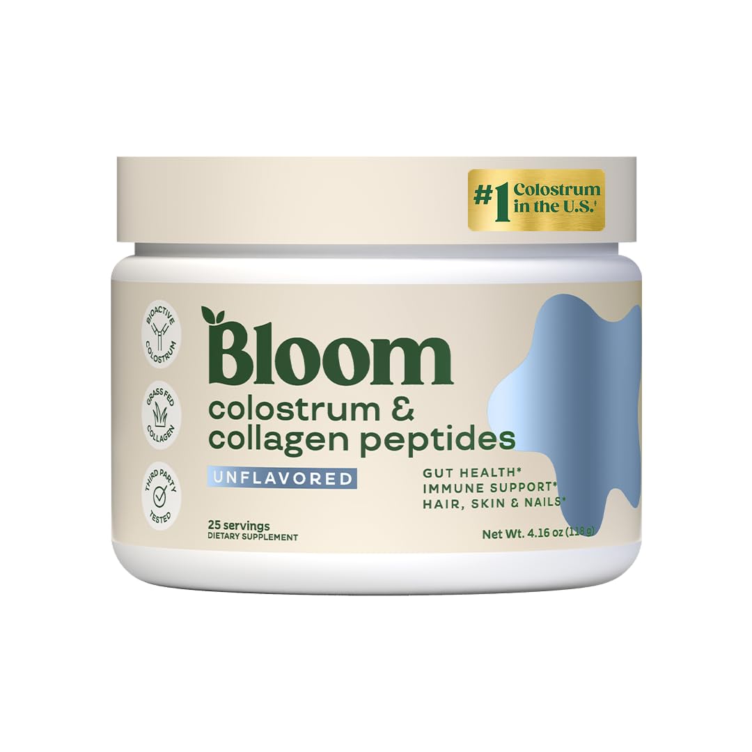 Bloom Nutrition Bovine Colostrum Powder with Vitamin B-12 for Gut Health, Immune Support, Hair Growth & Beauty Supplement | Unflavored, 25 Servings - Medaid International