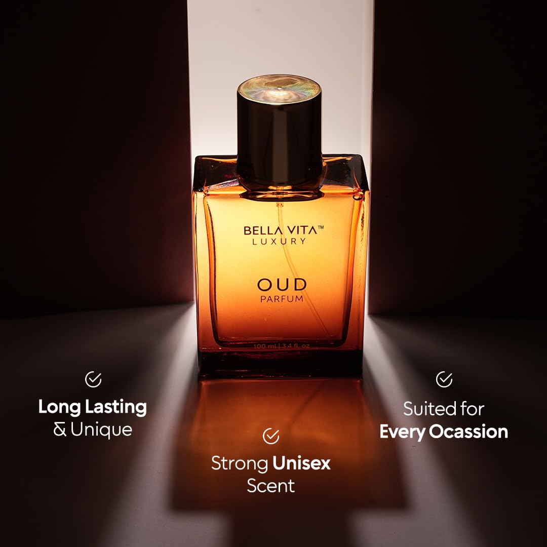 BellaVita Luxury Oud Unisex Perfume (3.4 fl.oz) | Premium Men & Women Parfum Fragrance | Warm Vanilla Perfume Oil | Long-Lasting & Warm Woody Arabic Parfum | Vegan & Cruelty-Free - Medaid International
