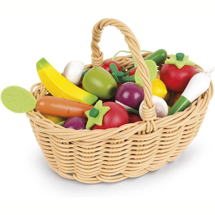 Janod - 24pcs Fruits And Vegetables Basket