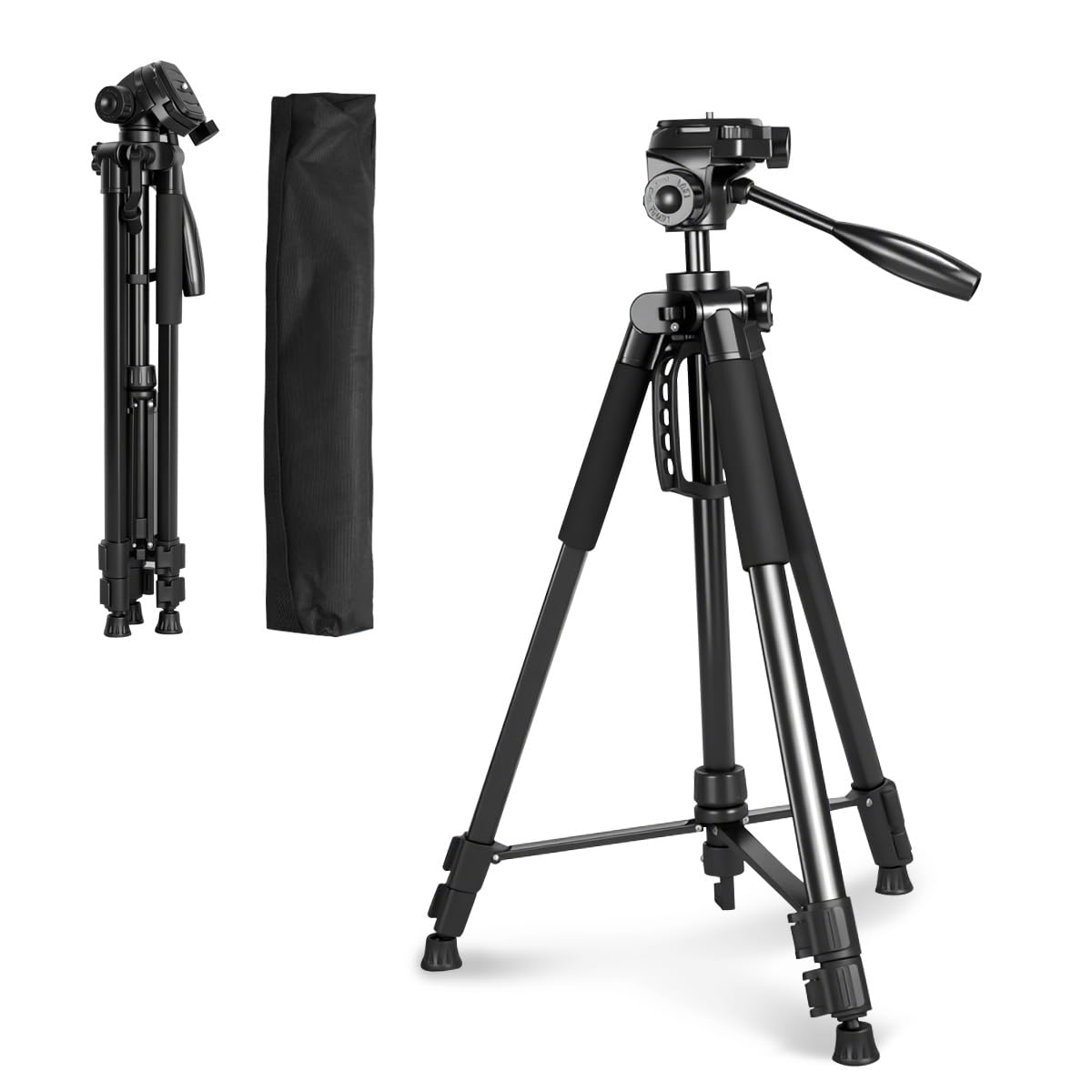 Takamine Lightweight Laser Level Tripod,58.27 Inch Adjustable Laser Level Stand, with 3-Way Rotating Head, 2 Bubble Levels, 1/4 Inch Threaded Interface - Medaid International