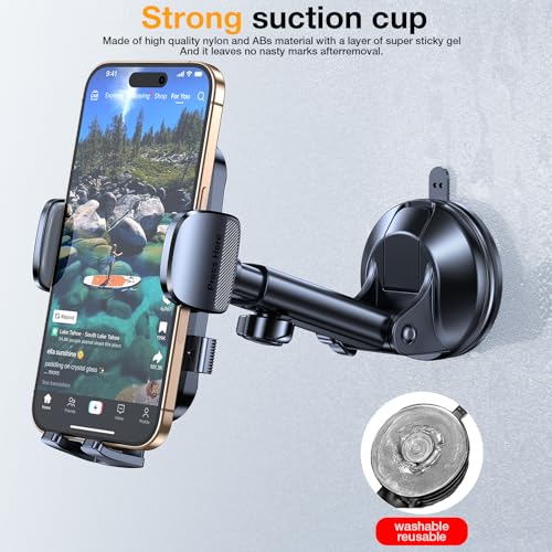 Romuto Car Phone Holder Mount【2025 Strongest Suction】Phone Mount for Car Cell Phone Holders for Your Car Accessories for Women Men Dashboard/Windshield/Vent/Wall Mounts Truck Stand for iPhone Samsung - Medaid International