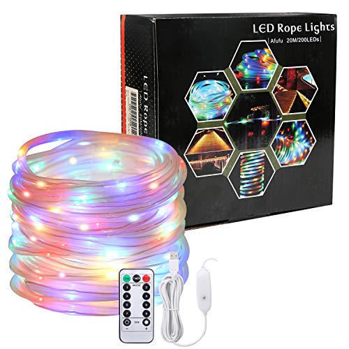 Afufu - 20m RGBY LED Tube Light, IP65 Waterproof, 8 Remote Modes, Timer