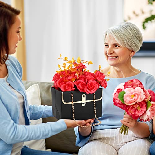 Whaline - 6Pcs Paper Flower Bags with Metal Chain, Ideal for Weddings & Gifts
