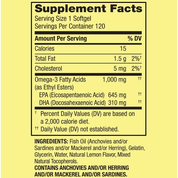 Asherpro Spring Valley Omega-3 Fish Oil, 1000mg, Omega 3 Fish Oil, Fish Oil Omega 3 Supplements,Omega3, Omega 3 Fatty Acid Supplements, Fish Oil Supplements,= 120 Count + Pill Organizer - Medaid International