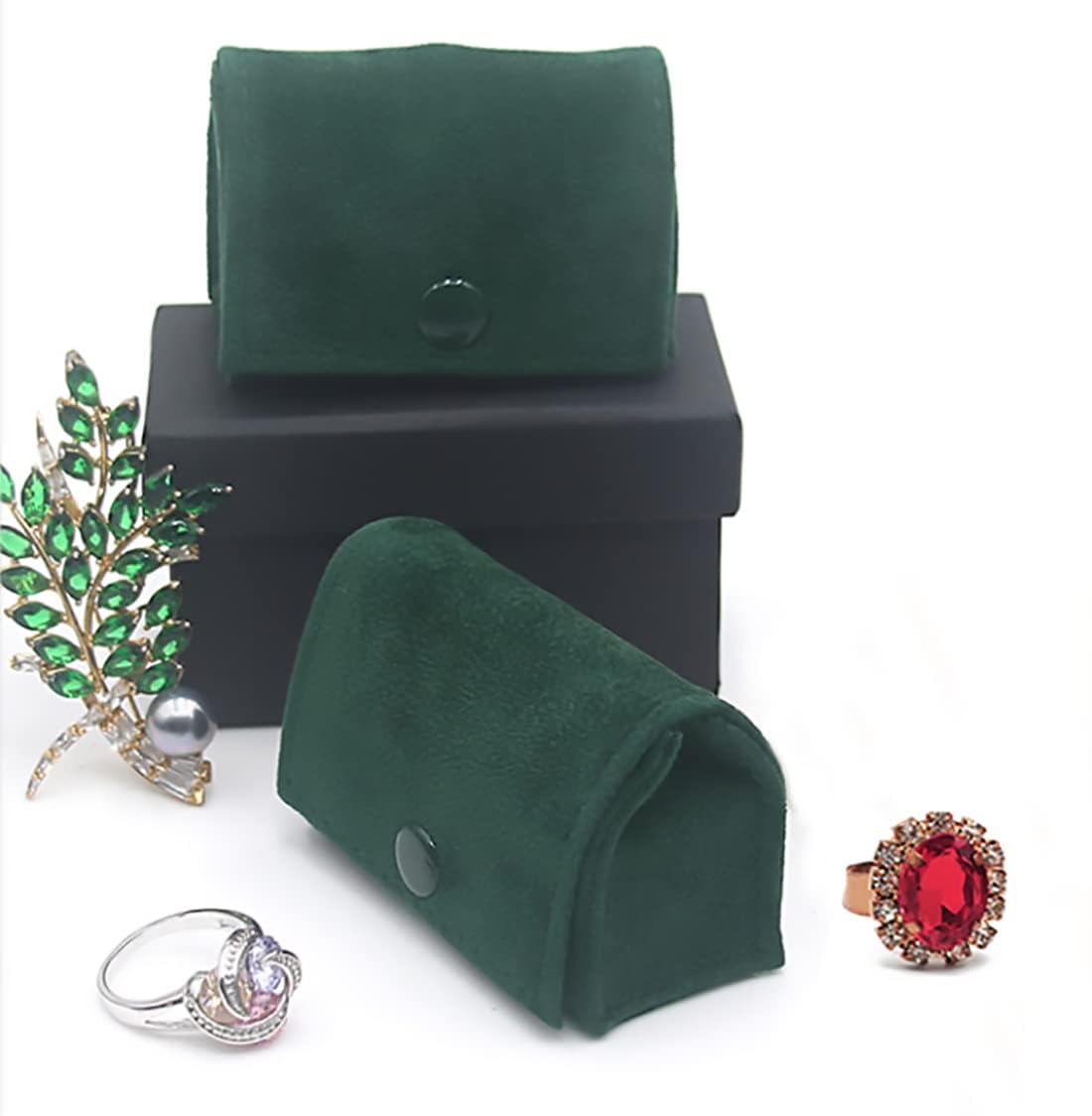 TERRIFI Vintage Ring Box, Jewelry Gift Display Holder Case, Ideal for Wedding, Proposal, Engagement Ceremony, Elegant Ring Storage Box (Green)
