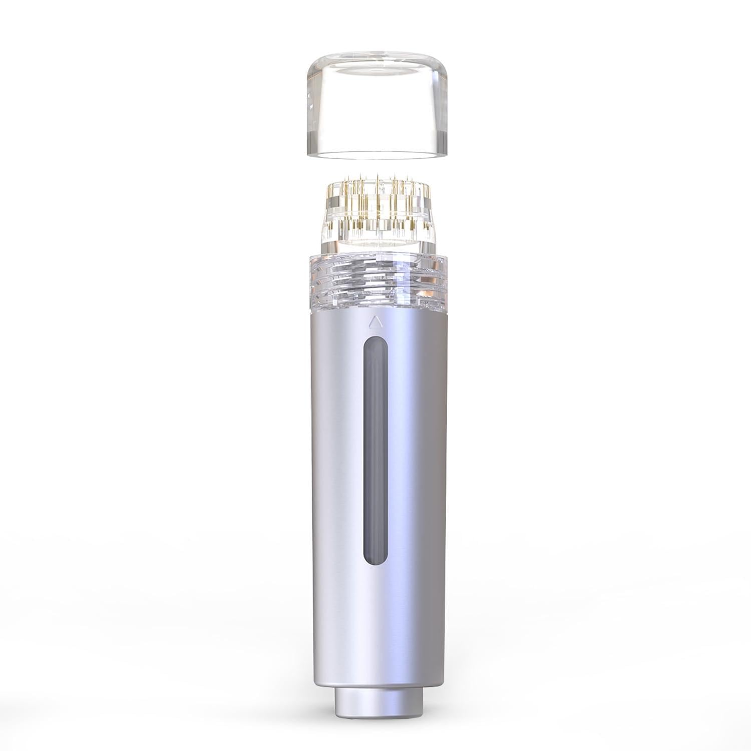 AQUA STAMP 2-in-1 Titanium Derma Stamp | 0.25mm Gold Micro Needles | Manual Microneedling Tool for Face Lips Scalp Care | Portable Serum Applicator with Storage Tube - Medaid International