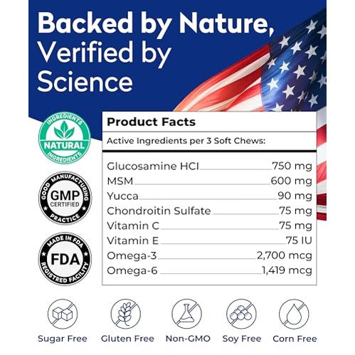 PAWFECTCHEW Advanced Hip & Joint Glucosamine Supplement for Dogs - Treats for Picky Eaters w/Chondroitin, MSM, Omega-3 - Joint Pain Relief - Chicken Liver - 180 Ct - Made in USA