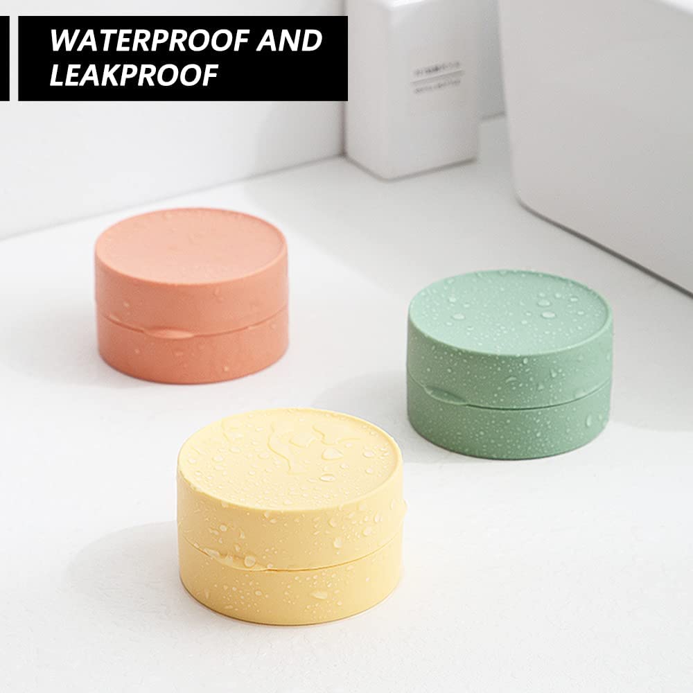 TERRIFI Travel Soap Box Holder Case, 4 Pcs Portable Leak Proof Round Soap Dishes Container with Lid for Shower Gym Bathroom(4 Small)