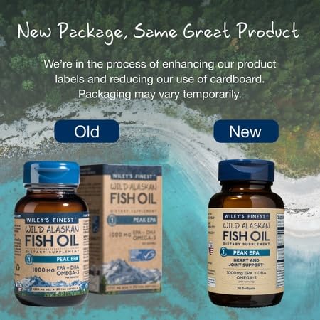 Wiley's Finest Wild Alaskan Fish Oil Peak EPA - Triple Strength Peak EPA & DHA Supplement - 1000mg Fish Oil - Omega-3s for Joint Health Support - 30 Softgels (30 Servings) - Medaid International
