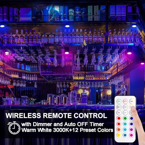 BLS - LED Puck Lights with Remote Control, Color Changing, Battery Powered