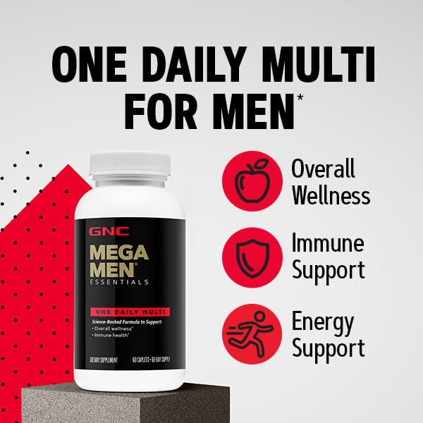 GNC Mega Men Essentials One Daily Multivitamin | Supports Overall Health and Muscle Performance | 60 Count - Medaid International