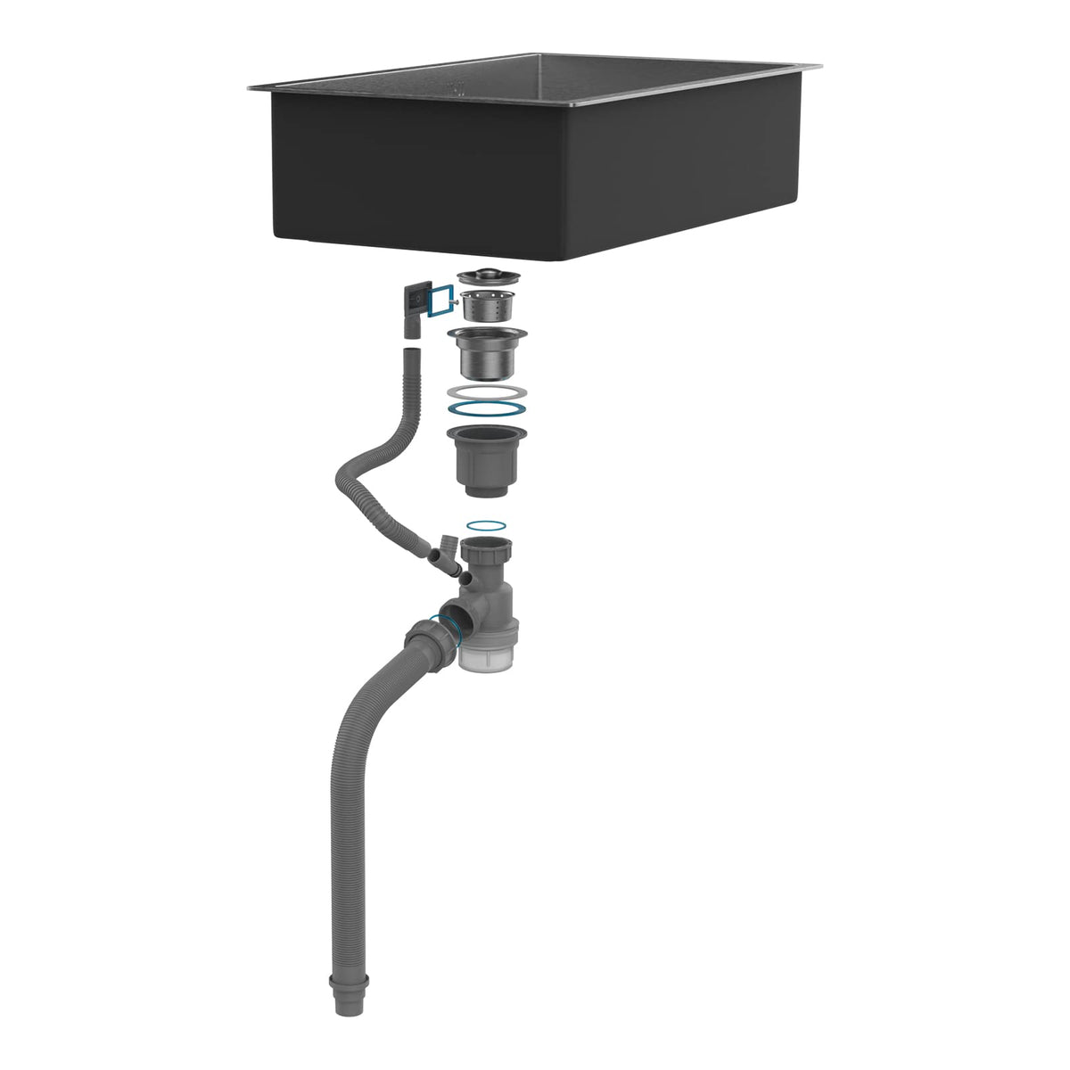 Ibergrif M87044B Kitchen Sink 70 x 44 cm, Under Countertop Sink with Drain Filter, Stainless Steel