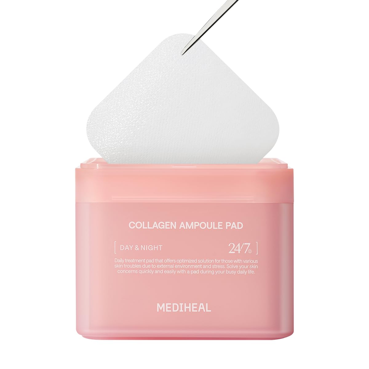 MEDIHEAL Toner Pads [Collagen] - Ampoule Toner Pad with Collagen & Ceramide - Skin Firming & Restore Elasticity & Deep Hydration - Tighten Wrinkles & Lines - Vegan Moisturizing Fabric (100 Count) - Medaid International